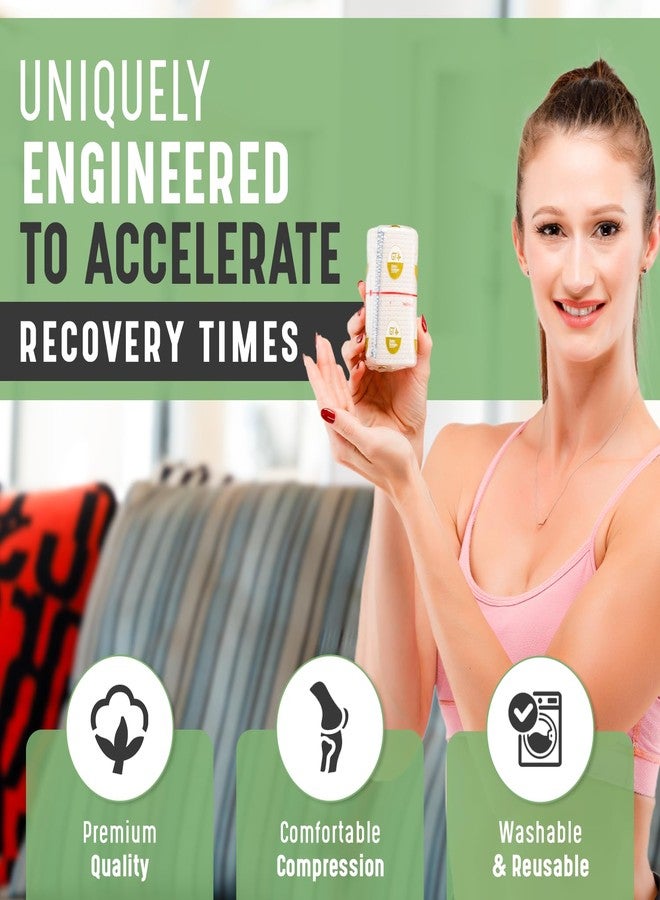 GT Premium Elastic Bandage Wrap (4" 6 Pack) - Hook & Loop Fasteners at Both Ends - Latex Free Hypoallergenic Compression Roll - Reusable Bandages for Waist, Legs, Elbow & Knee Wrap - Image 2